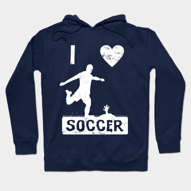 I Love Soccer soccer player Hoodie by Lomitasu